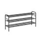 44.9" Wide 3-Tier Metal Shoe Rack with 4 Hooks Ink Black FredCo