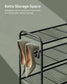 44.9" Wide 3-Tier Metal Shoe Rack with 4 Hooks Ink Black FredCo