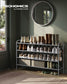 44.9" Wide 4-Tier Fabric Shoe Rack with 4 Hooks Dove Gray FredCo