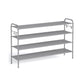44.9" Wide 4-Tier Fabric Shoe Rack with 4 Hooks Dove Gray FredCo
