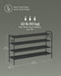 44.9" Wide 4-Tier Fabric Shoe Rack with 4 Hooks Ink Black FredCo