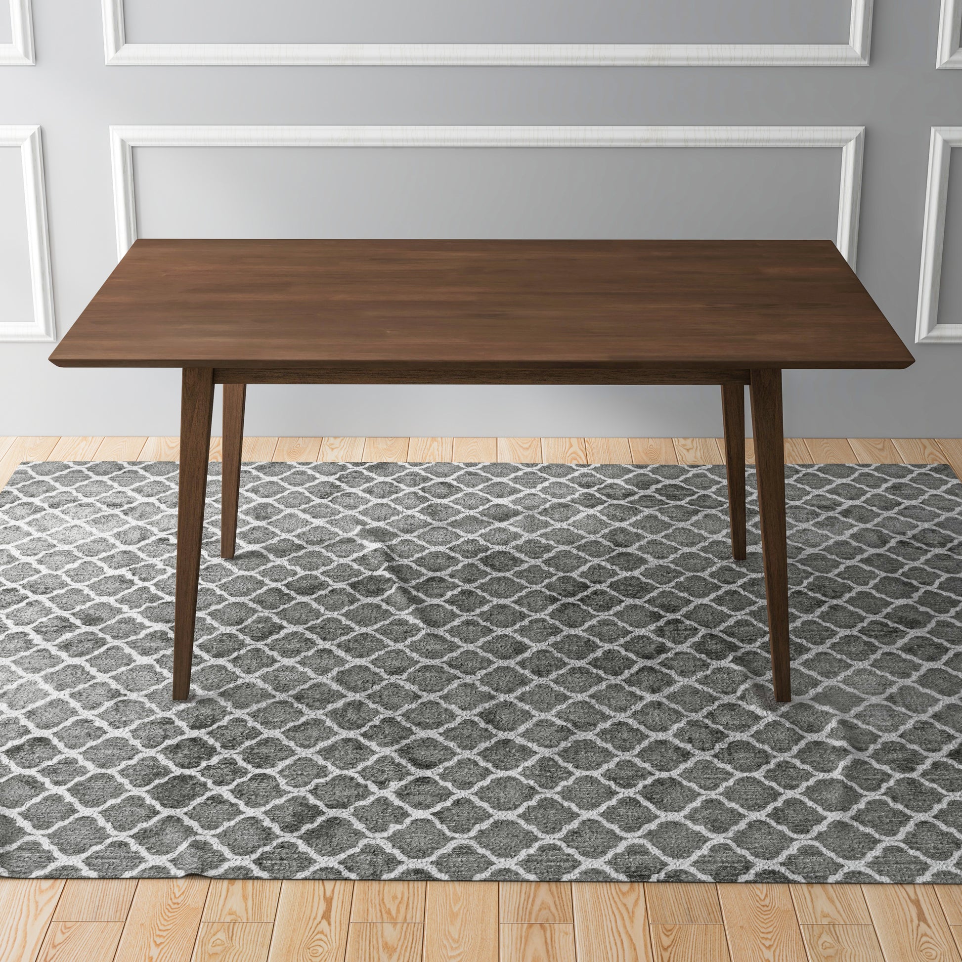 Levi Modern Style Solid Wood Rectangular Dining Kitchen Table Brown Finish FredCo