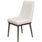 Modern dining chair with white upholstered seat and back, wooden legs from FredCo International