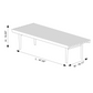 Modern slatted wooden bench with dimensions for FredCo International furniture, 47x18x15 inches.
