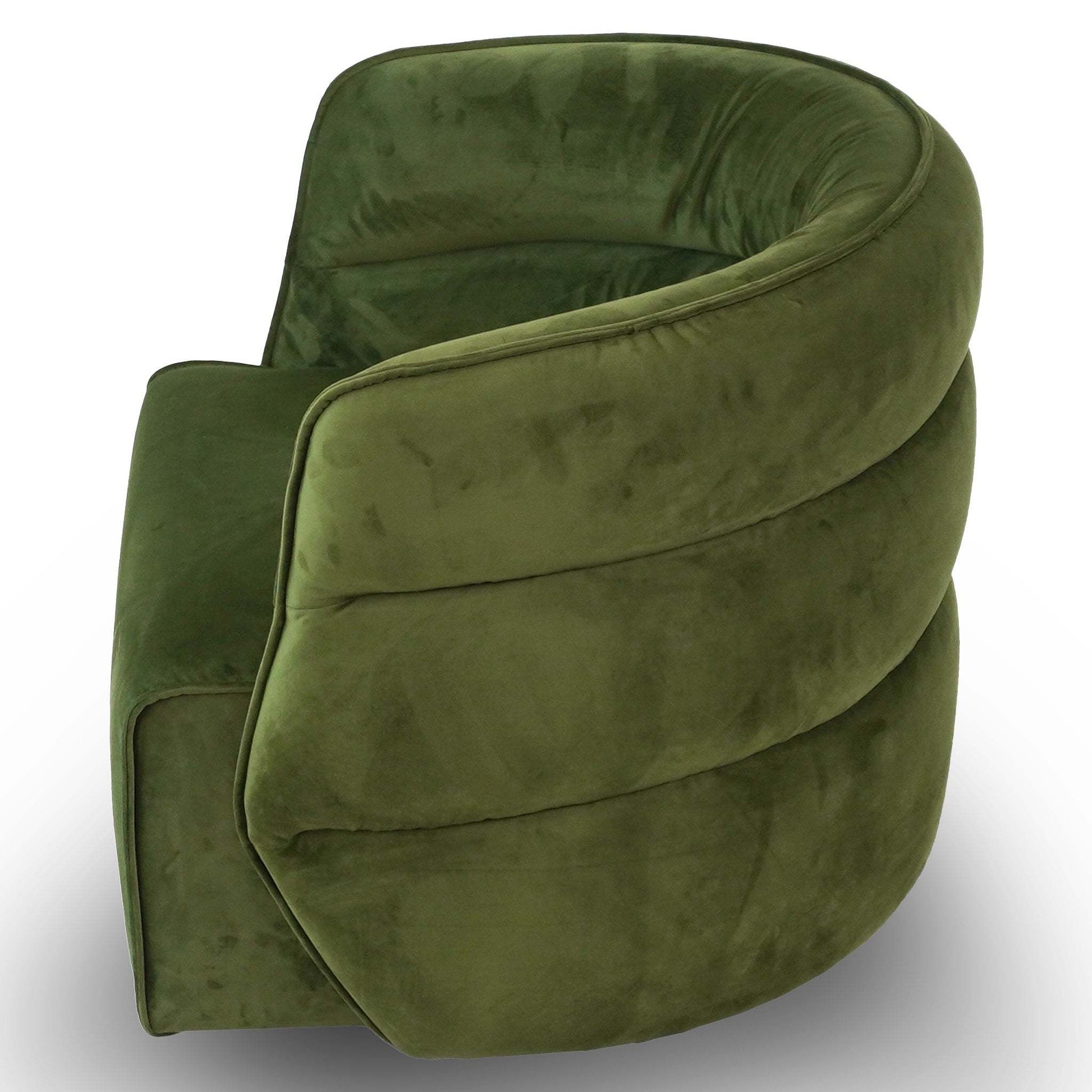 Modern green velvet accent chair with curved backrest from FredCo International furniture