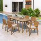 7-Piece Acacia Wood Outdoor Dining Set - 70.75' Table & 6 Chairs with Removable Cushions for Patio Garden FredCo
