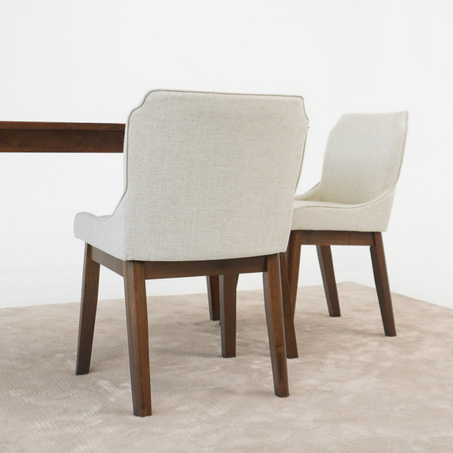 Ellis Mid-Century Modern Dining Chair Set of 2 with Full-Back Support in Beige Linen FredCo