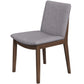 Modern dining chair with gray upholstered seat and wooden frame, FredCo International furniture