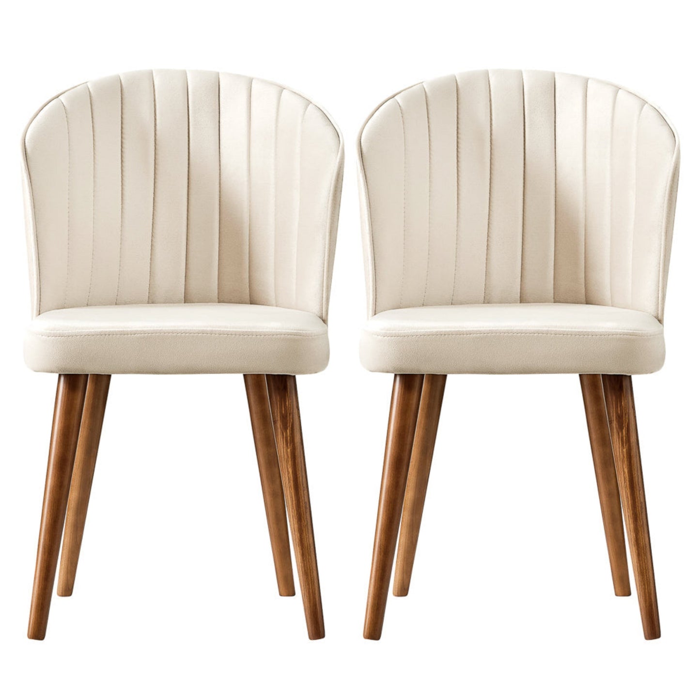 Parsons Dining Chair Set of 2 - Stylish Beige Velvet with Solid Wood Frame FredCo