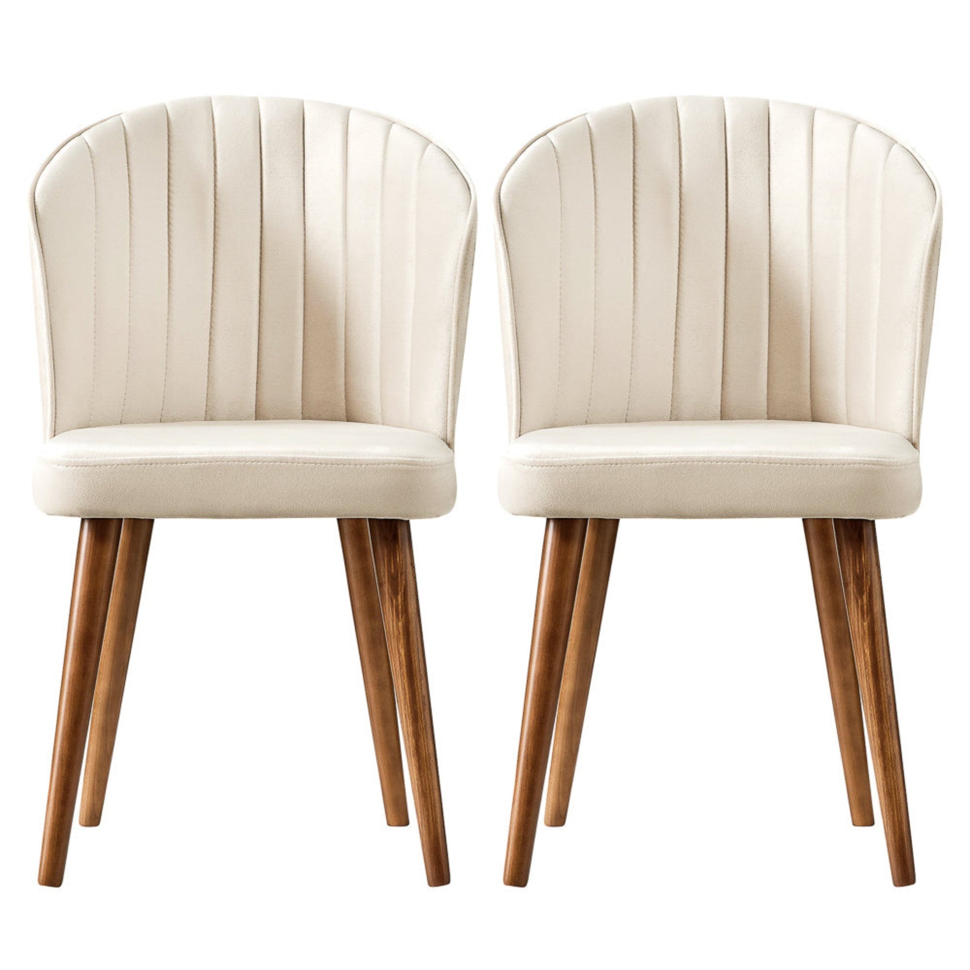 Parsons Dining Chair Set of 2 - Stylish Beige Velvet with Solid Wood Frame FredCo