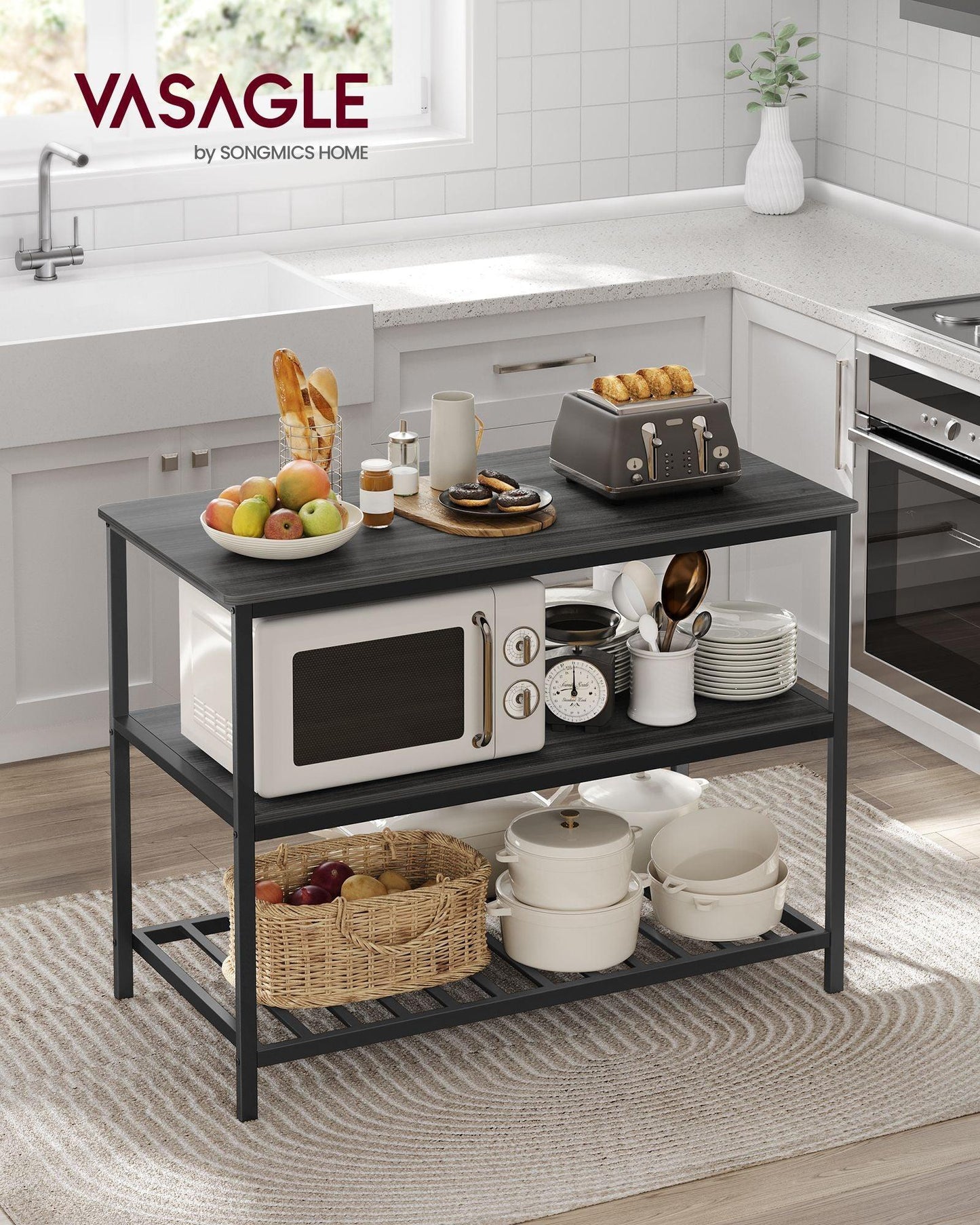 47.2 Inches Kitchen Shelf with Large Worktop FredCo