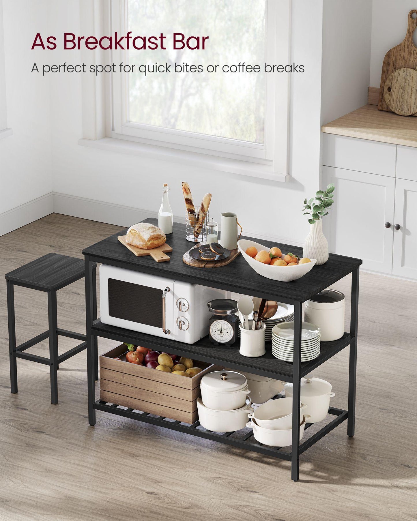 47.2 Inches Kitchen Shelf with Large Worktop FredCo