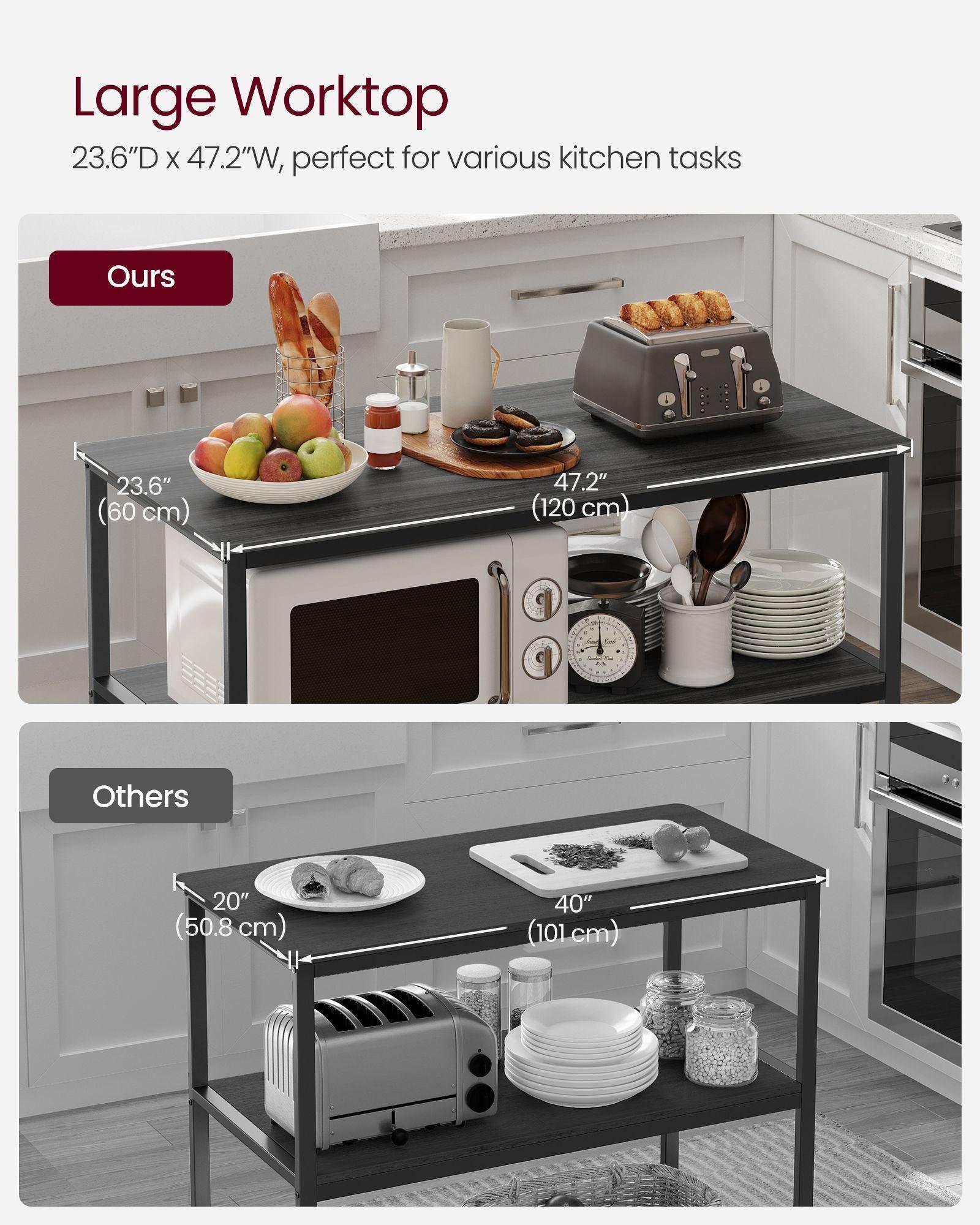 47.2 Inches Kitchen Shelf with Large Worktop FredCo