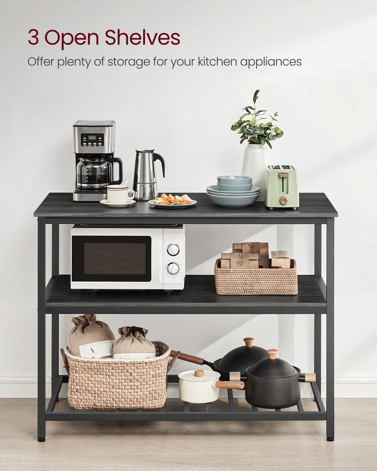 47.2 Inches Kitchen Shelf with Large Worktop FredCo