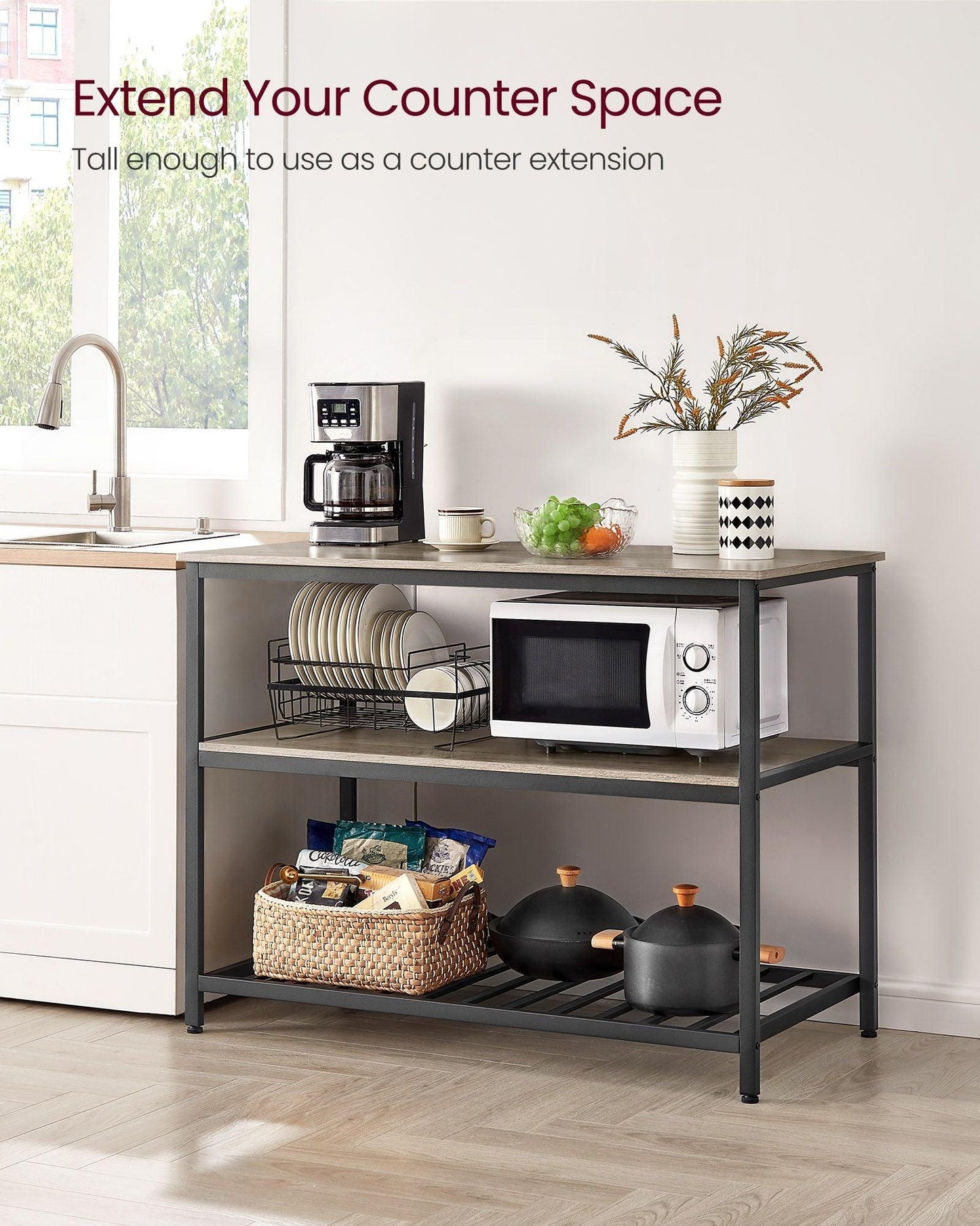 47.2'' Kitchen Island with 3 Shelves FredCo
