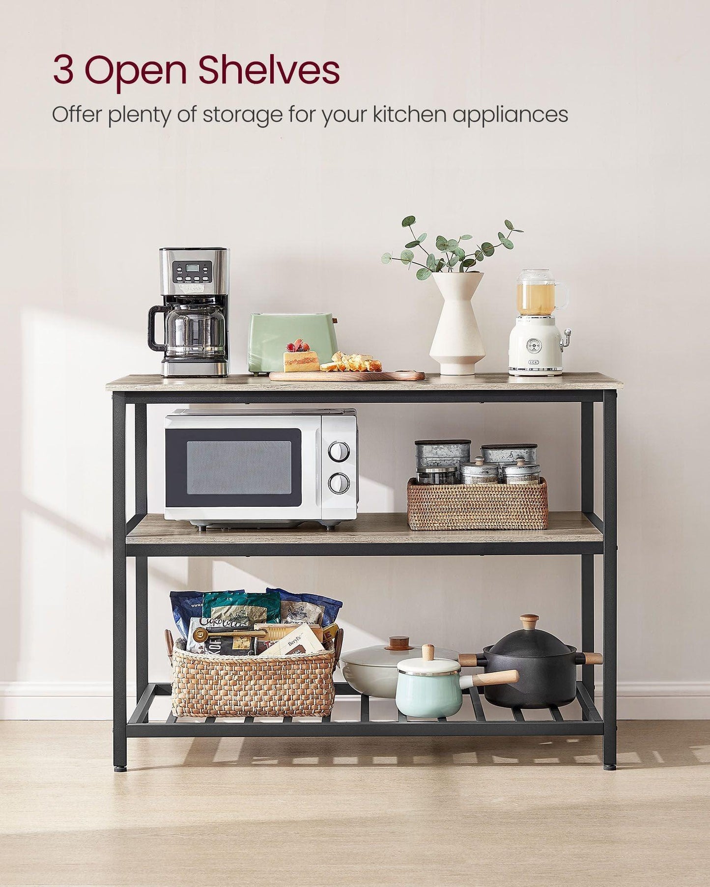 47.2'' Kitchen Island with 3 Shelves FredCo