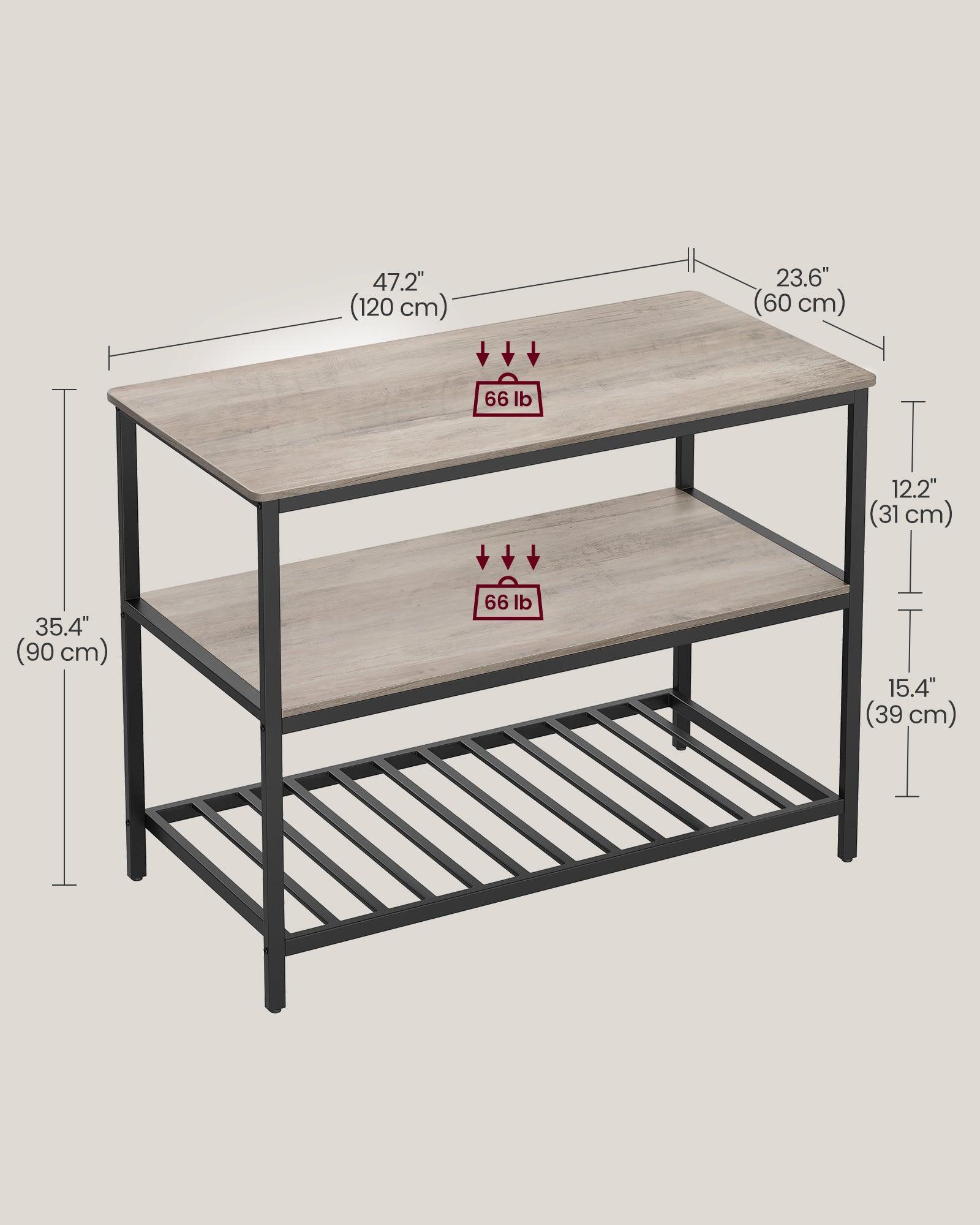 47.2'' Kitchen Island with 3 Shelves FredCo