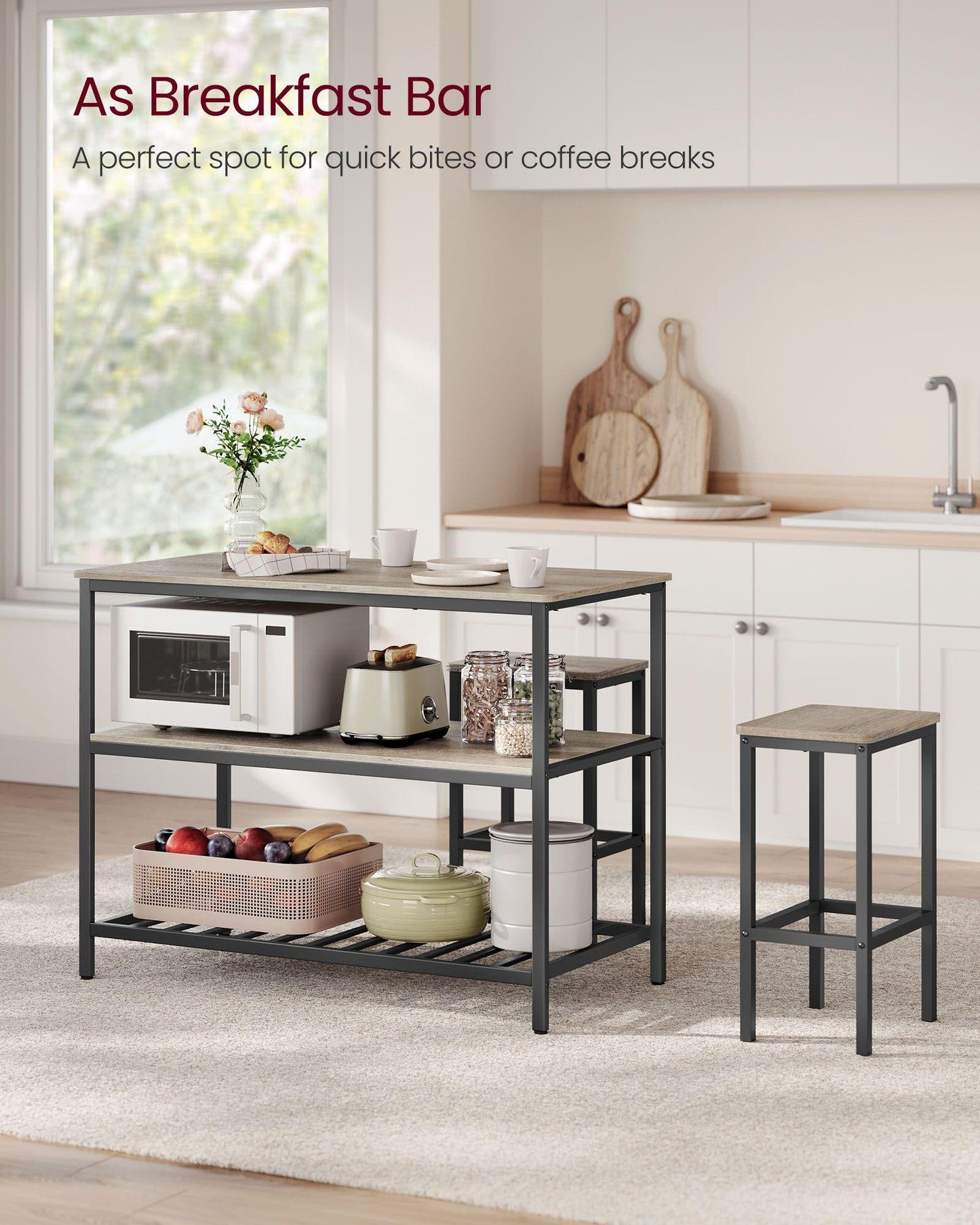 47.2'' Kitchen Island with 3 Shelves FredCo