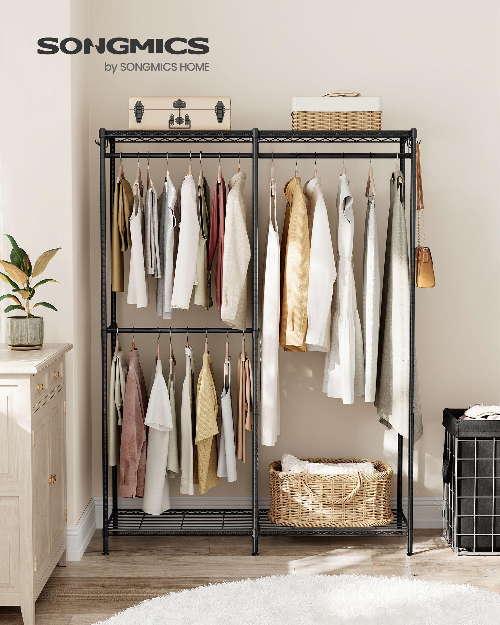 47.2" Wide Clothing Rack with Adjustable Shelves and Hanging Rails Ink Black FredCo