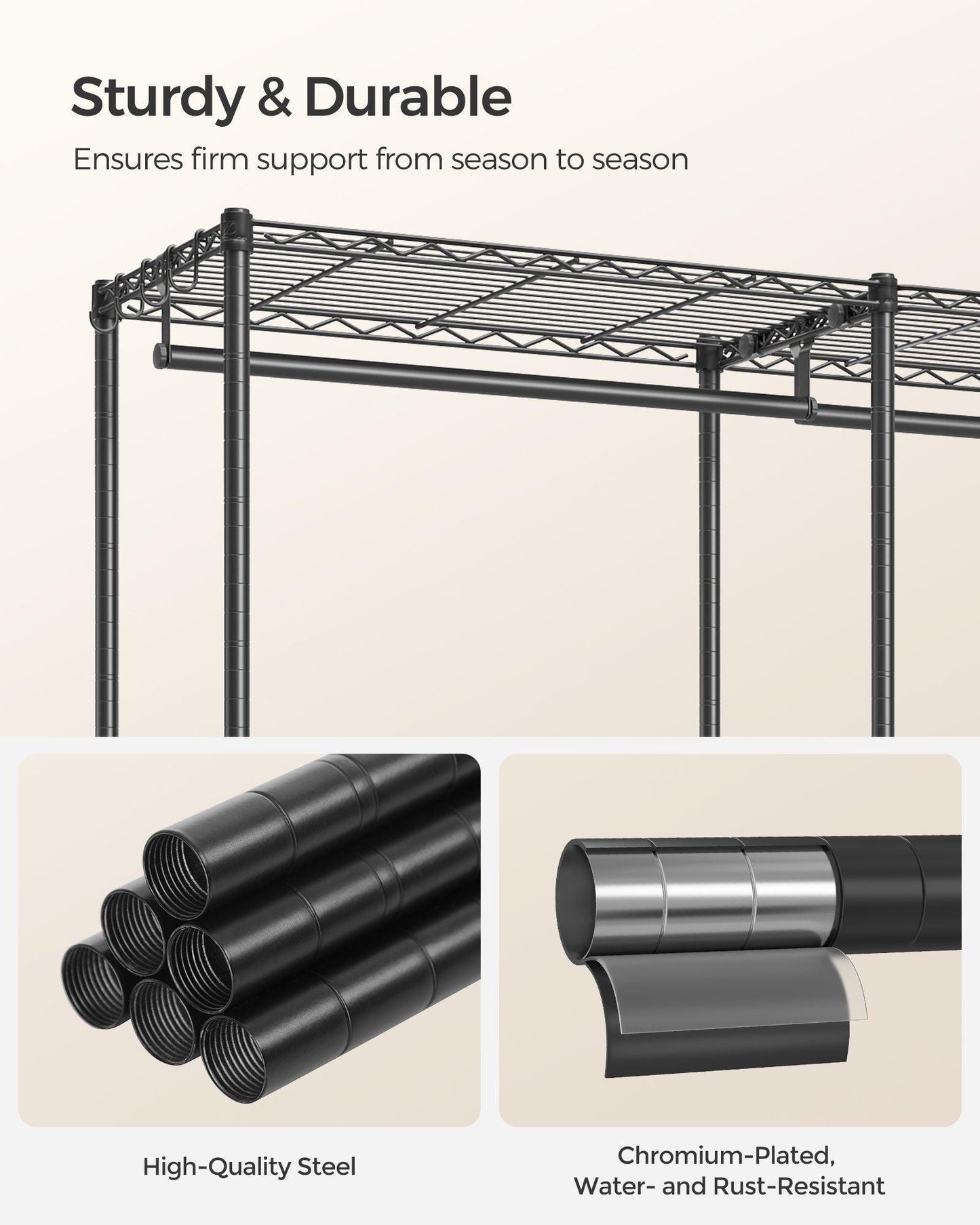47.2" Wide Clothing Rack with Adjustable Shelves and Hanging Rails Ink Black FredCo