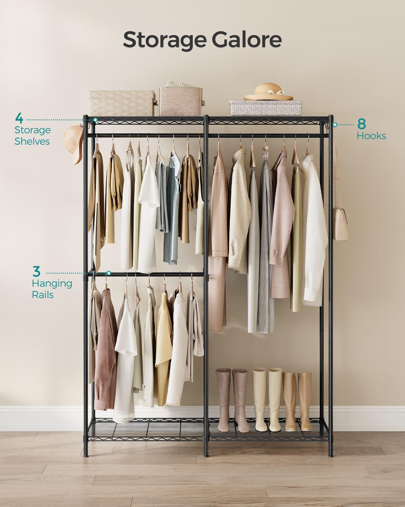 47.2" Wide Clothing Rack with Adjustable Shelves and Hanging Rails Ink Black FredCo