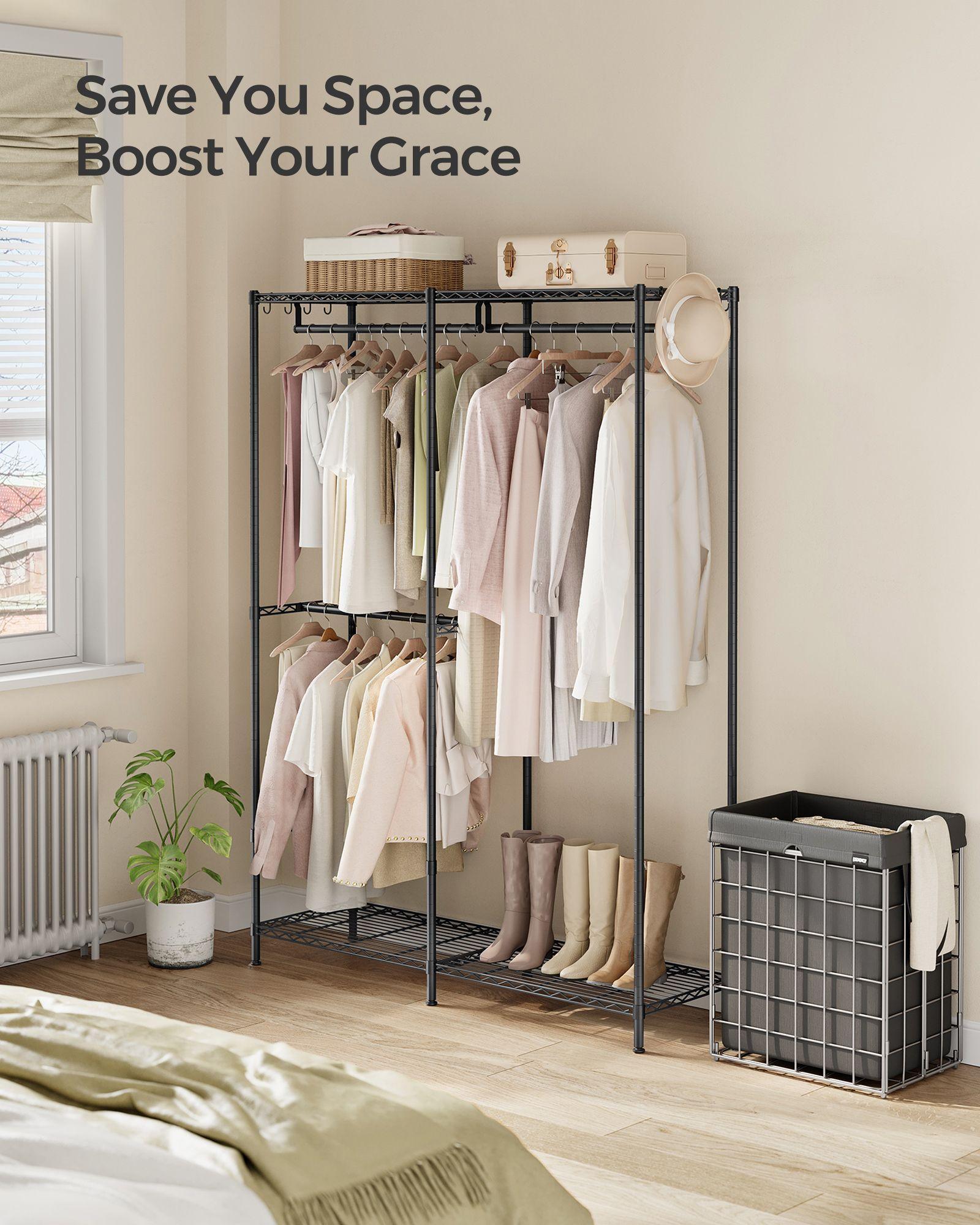 47.2" Wide Clothing Rack with Adjustable Shelves and Hanging Rails Ink Black FredCo