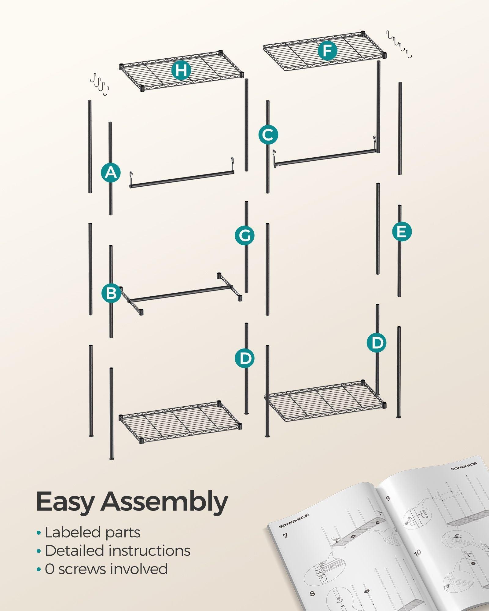 47.2" Wide Clothing Rack with Adjustable Shelves and Hanging Rails Ink Black FredCo