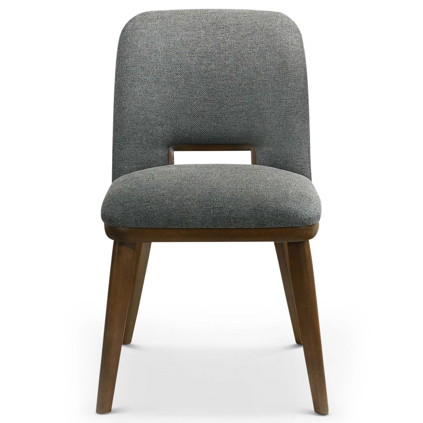 Modern Blake Dark Grey Fabric Dining Chair (Set of 2) with Walnut Wood Base 33.7'H x 19.3'W x 24.8'D FredCo