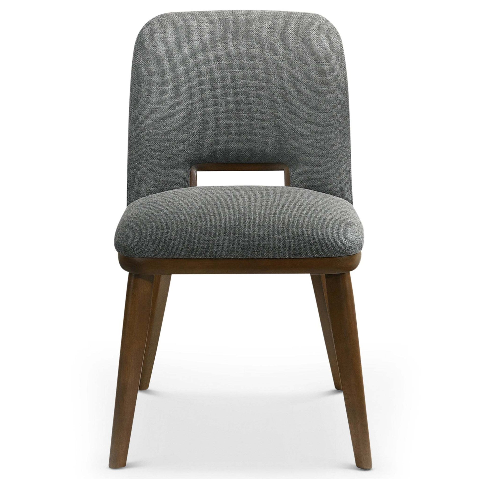 Modern Blake Dark Grey Fabric Dining Chair (Set of 2) with Walnut Wood Base 33.7'H x 19.3'W x 24.8'D FredCo