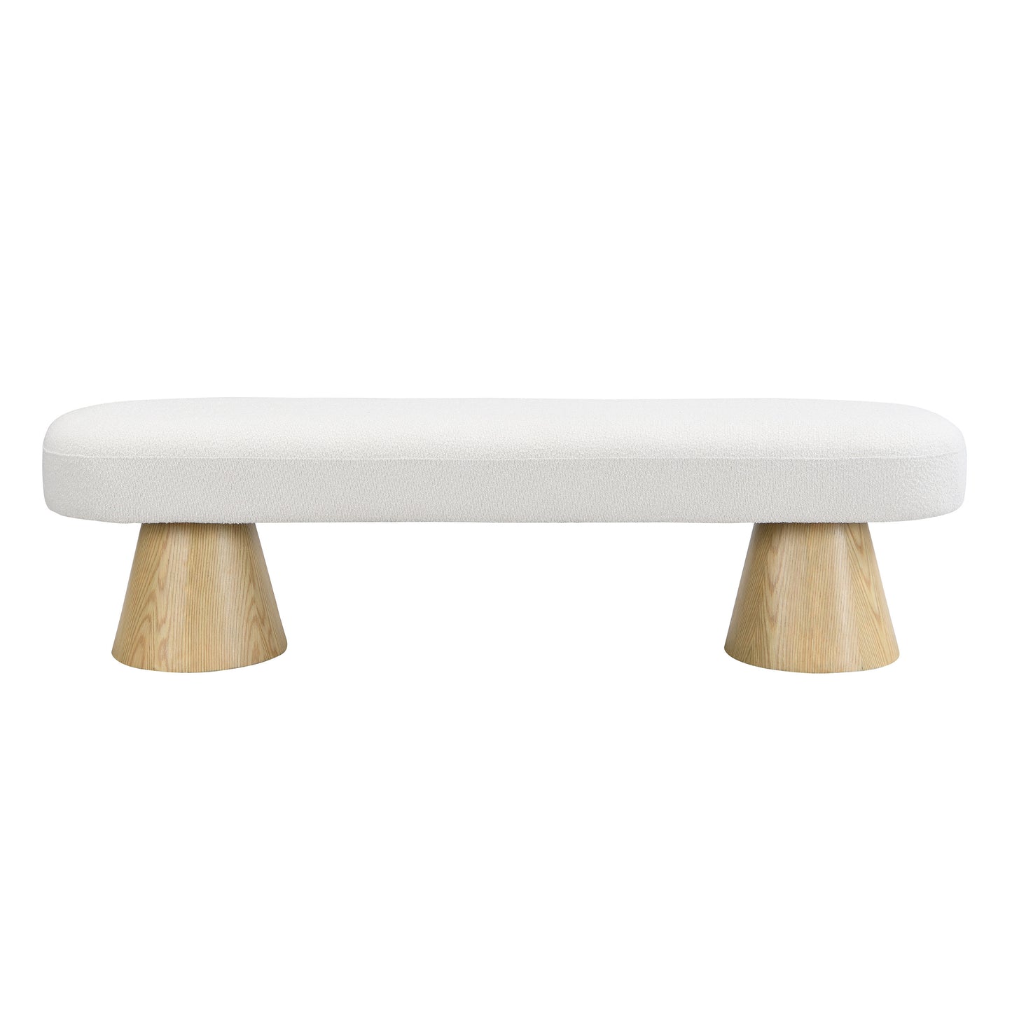 Dining Bench for Dining Room, Upholstered Bedroom End of Bed Entryway Bench, Boucle Ottoman for Living Room, 64'L Beige Stool Top Wood Leg 300 LBS Weight Capacity FredCo