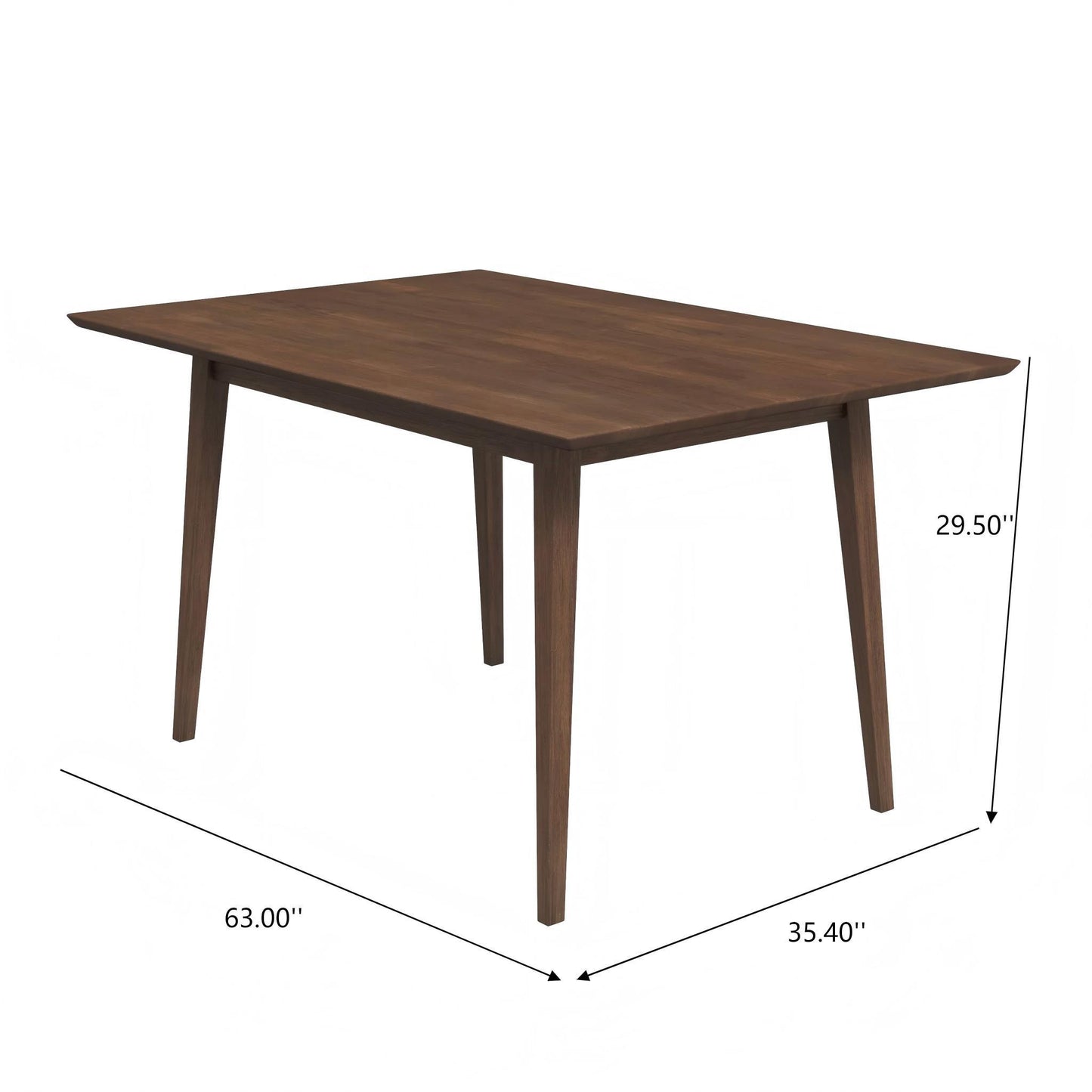 Levi Modern Style Solid Wood Rectangular Dining Kitchen Table Brown Finish FredCo