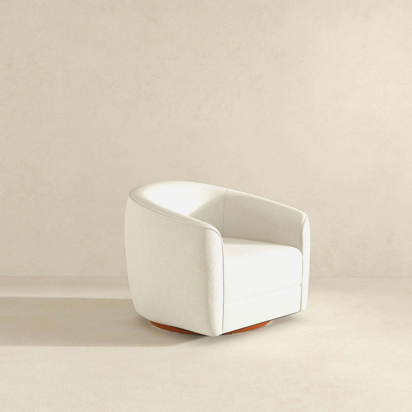 High Quality Elise Mid Century Modern Beige Boucle Swivel Chair with Elegant Design and Multi-functional Use 34.2W'x 30D'x 30H' Swivel Round Chairs for Living Room Bedroom Reading, White FredCo