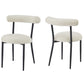 Dining Chair Set of 2, Modern Dining Room Chairs, Black Metal Frame, White Fabric FredCo