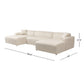 Modern beige sectional sofa with chaise lounge and measurements, FredCo International furniture
