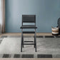 Keira Mid-Century Bar Stool Black PU Leather Solid Wood 18.11 x 17.52 x 38.58 inches Kitchen Counter Barstool with Back Bar Stool (Set of 2) FredCo