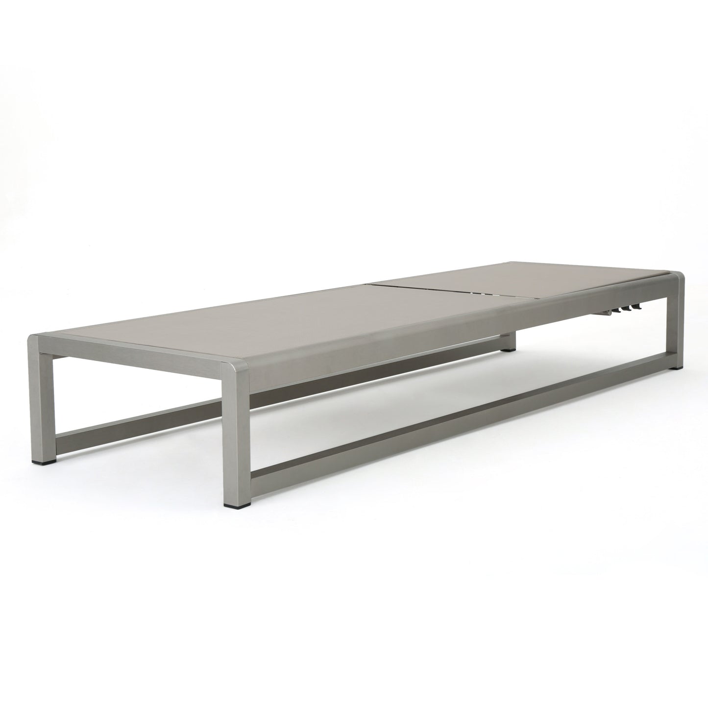 Outdoor Chaise Lounge Set of 2 with Adjustable Aluminum Frame and Textilene Mesh Seating in Grey FredCo