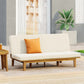 Outdoor Elegance Daybed with Convertible Design, Beige Cushion, Acacia Wood Frame FredCo