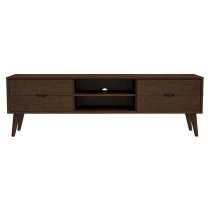 Mid-century modern wooden TV stand with drawers and shelves, FredCo International furniture