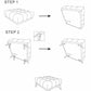 Ottoman assembly instructions showing leg attachment, tufted furniture from FredCo International.