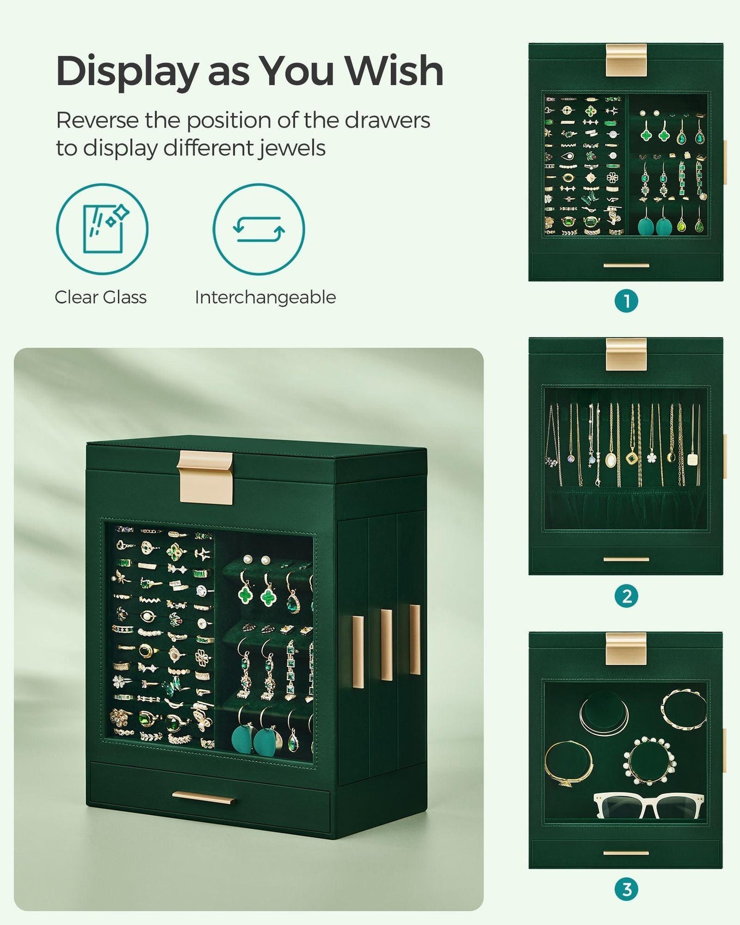 5-Layer Jewelry Box Forest Green FredCo