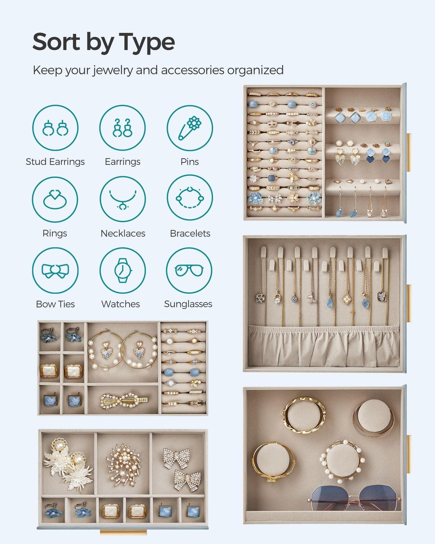 5-Layer Jewelry Box Smoky Blue FredCo
