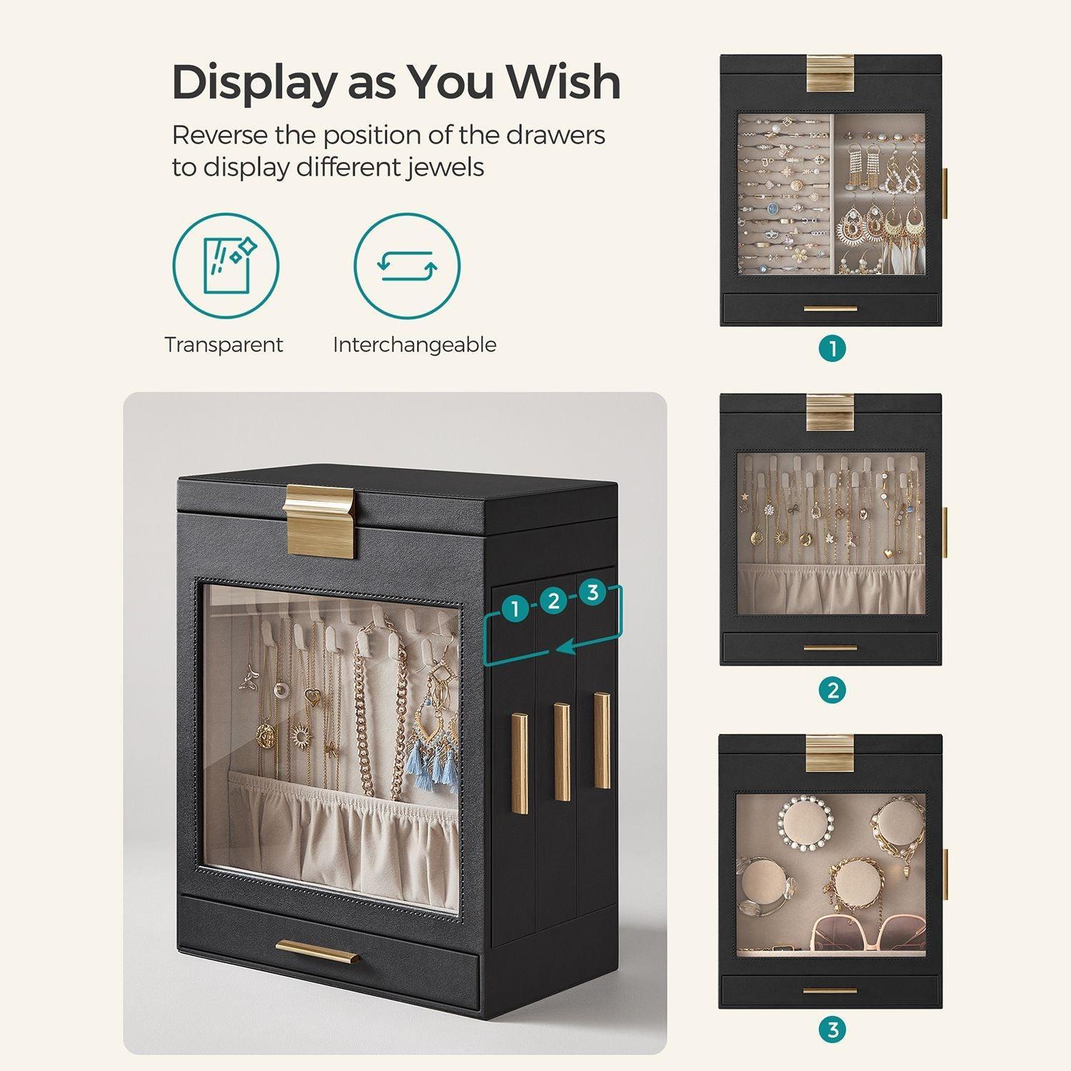 5-Layer Jewelry Box with 3 Side Drawers FredCo