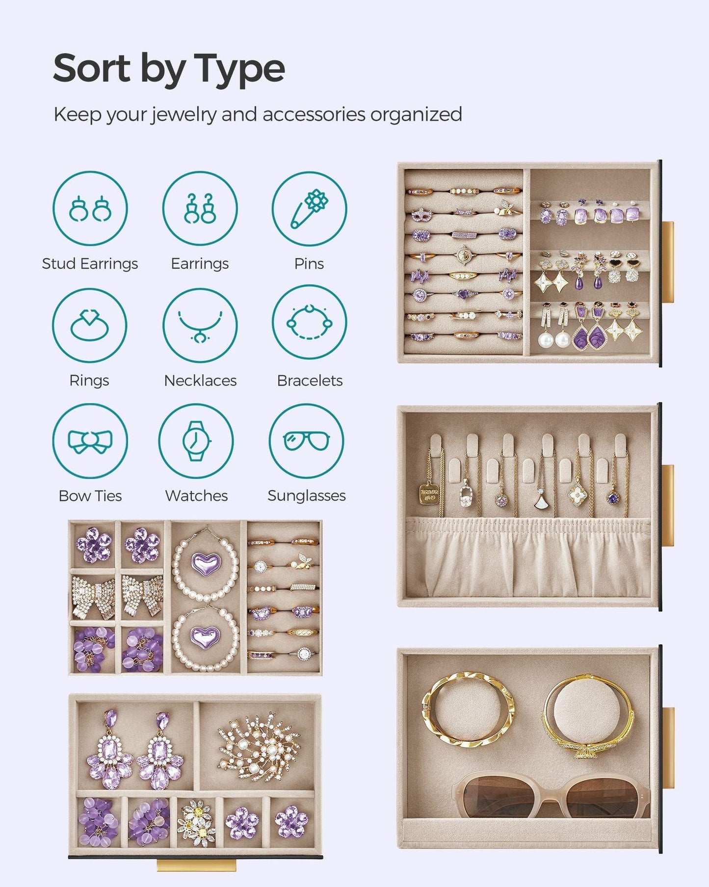 5-Layer Jewelry Organizer Gray FredCo