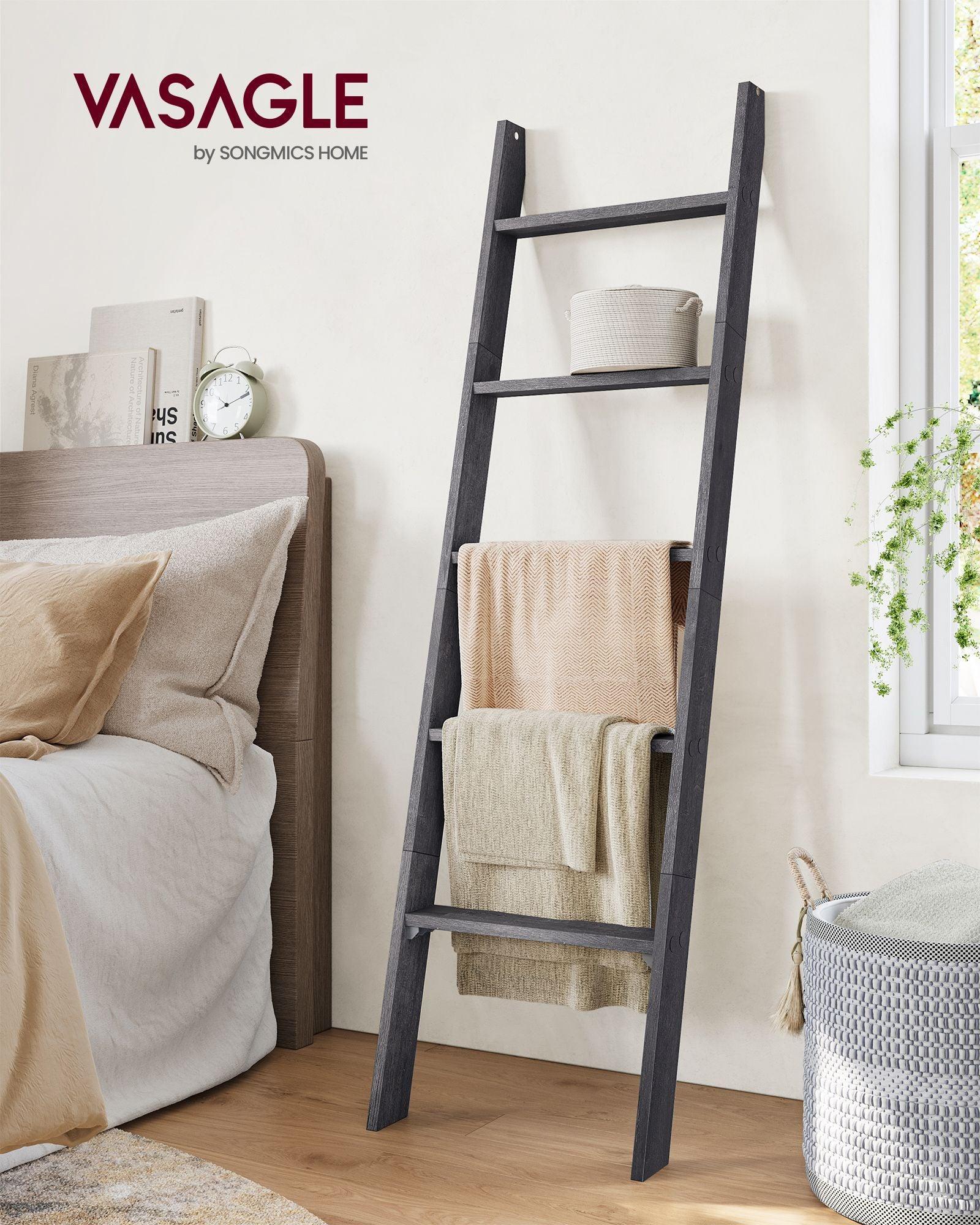 5-Tier Blanket Ladder Shelf Misty Gray FredCo