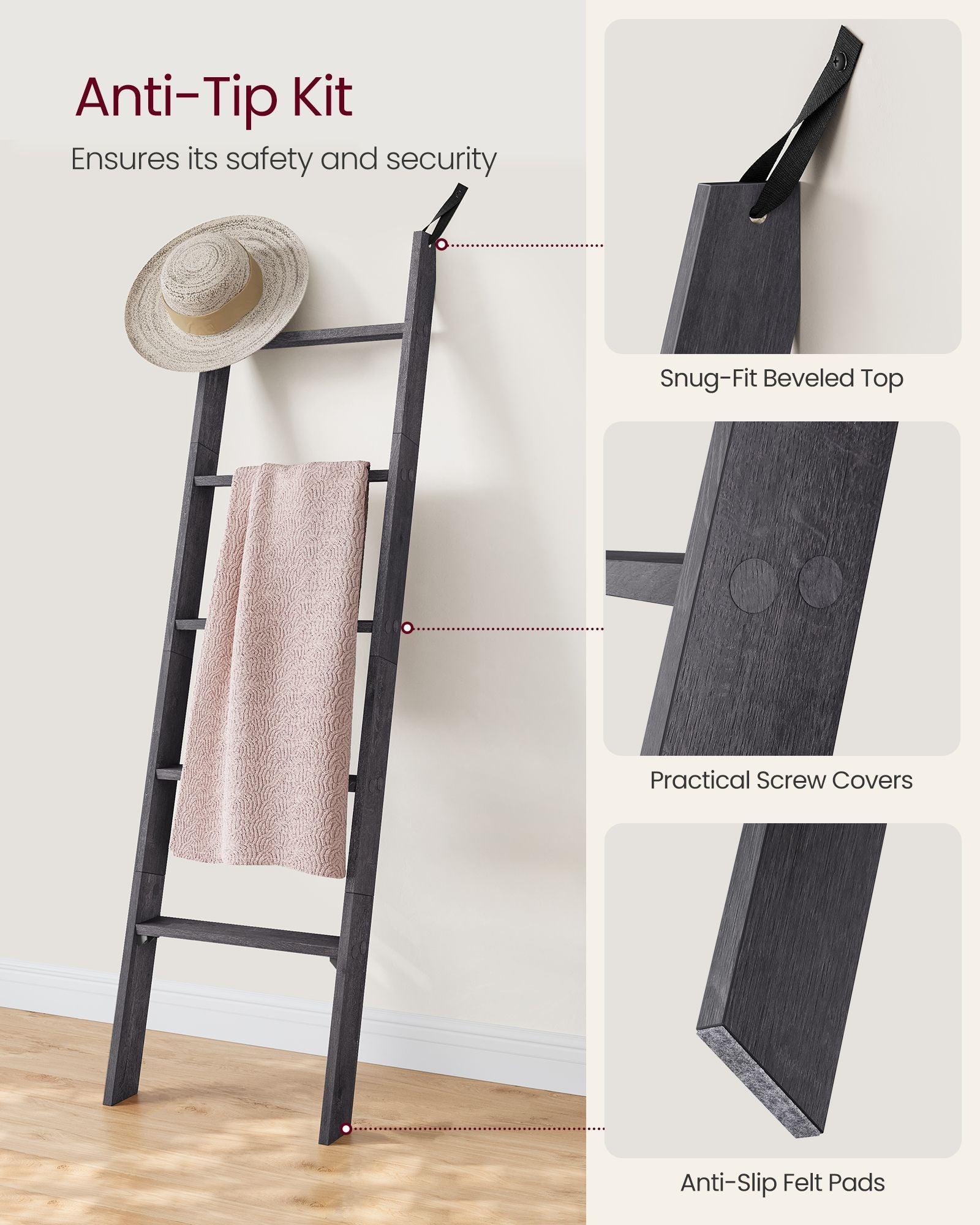 5-Tier Blanket Ladder Shelf Misty Gray FredCo