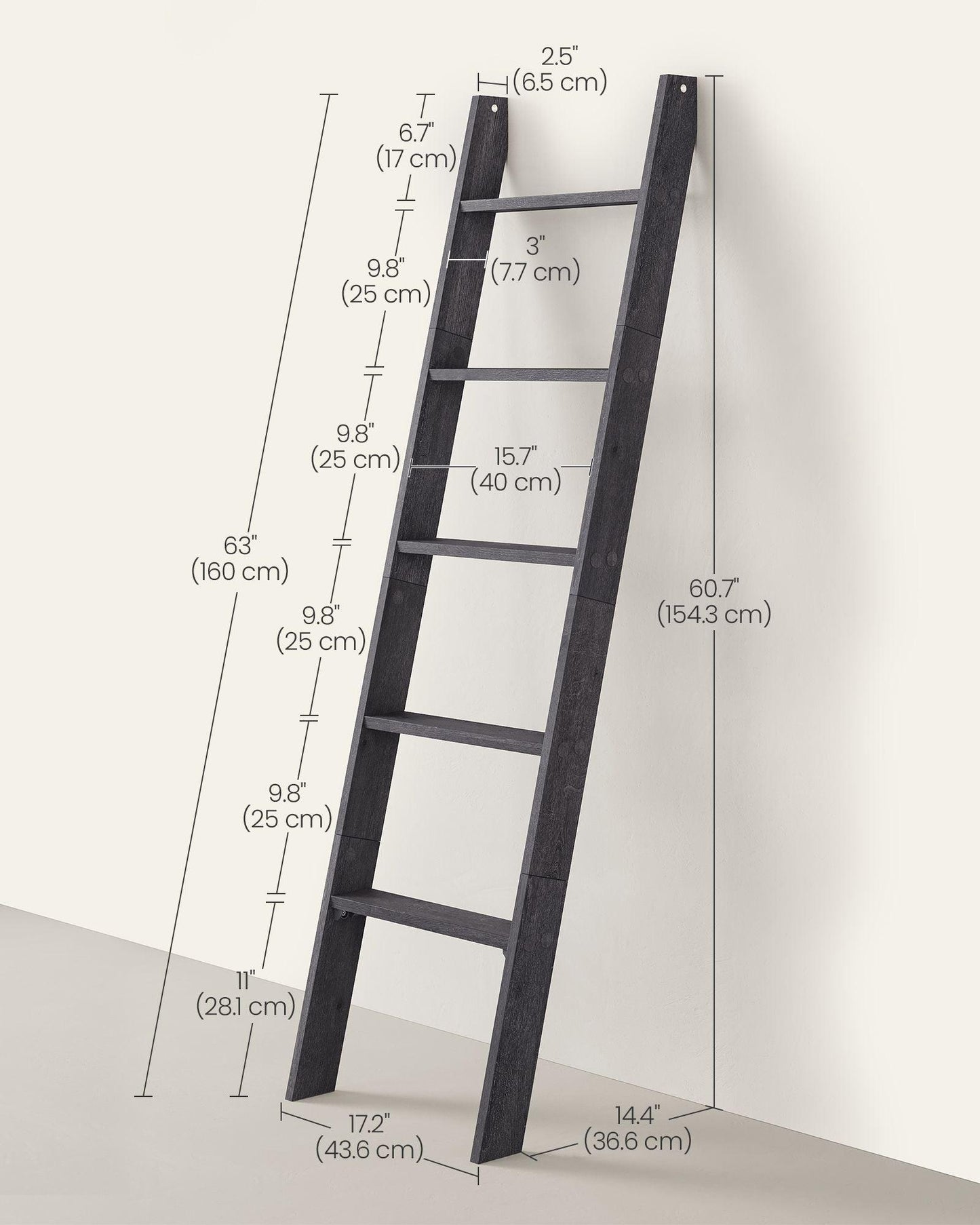5-Tier Blanket Ladder Shelf Misty Gray FredCo
