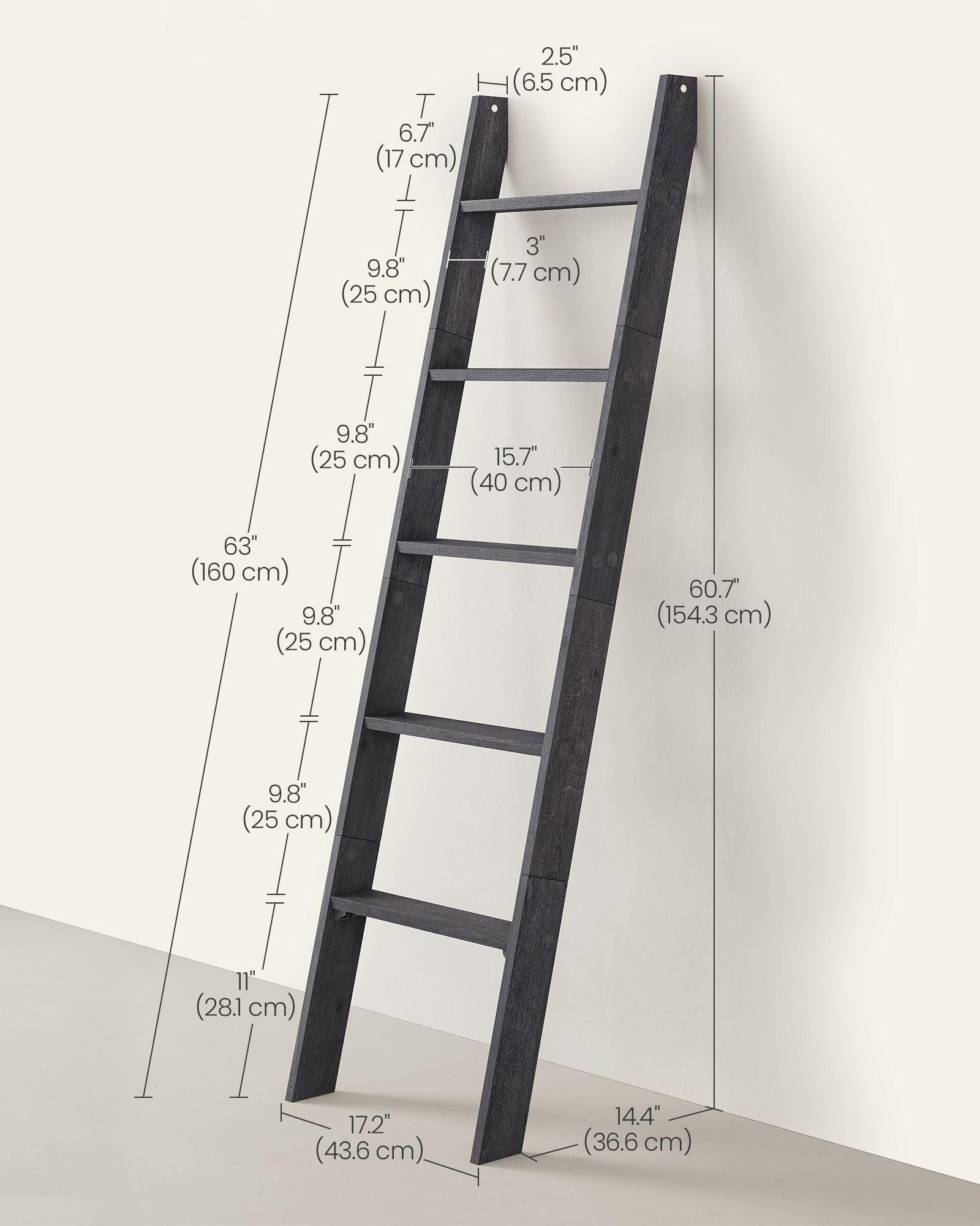 5-Tier Blanket Ladder Shelf Misty Gray FredCo