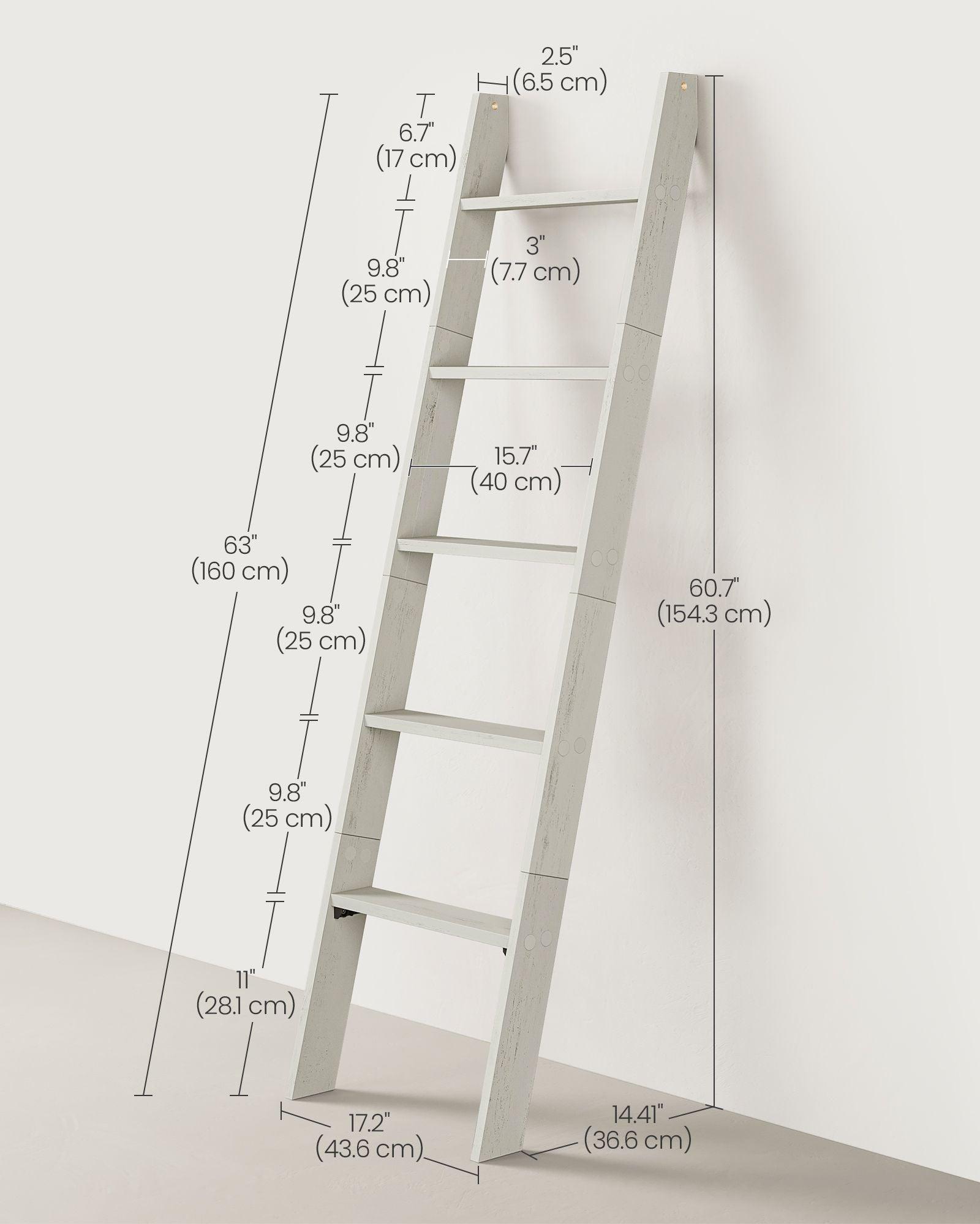 5-Tier Blanket Ladder Shelf Vintage White FredCo