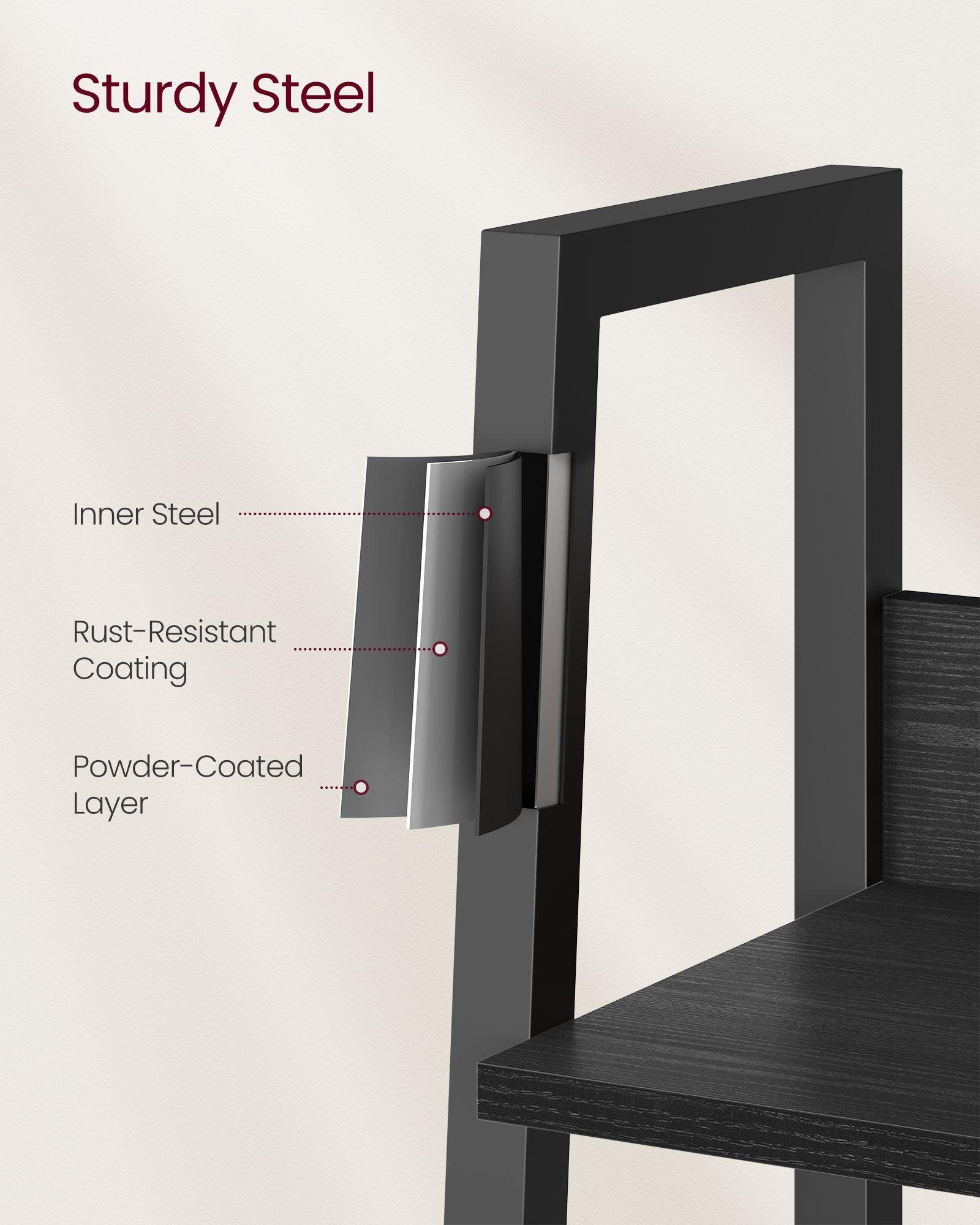 5-Tier Bookshelf Ebony Black and Ink Black FredCo