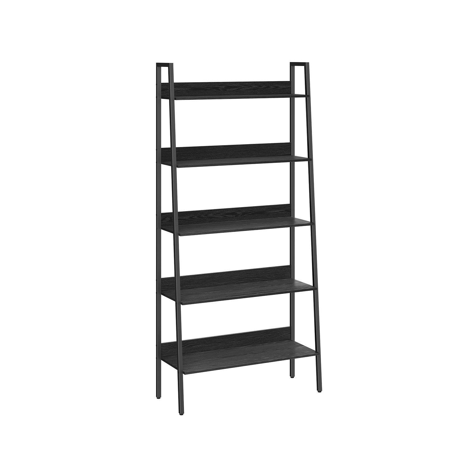 5-Tier Bookshelf Ebony Black and Ink Black FredCo